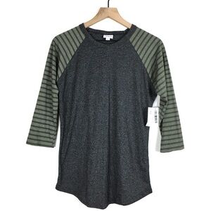 LULAROE Randy T Shirt Top Baseball Raglan 3/4 Sleeves Stripe Minimalist Small